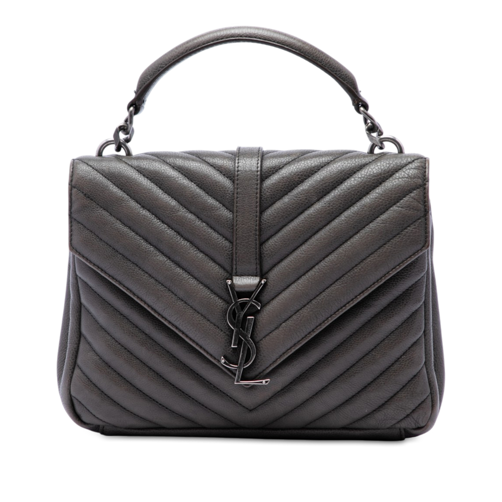 Pre-Loved Saint Laurent Medium Chevron Sheepskin Monogram College Satchel
